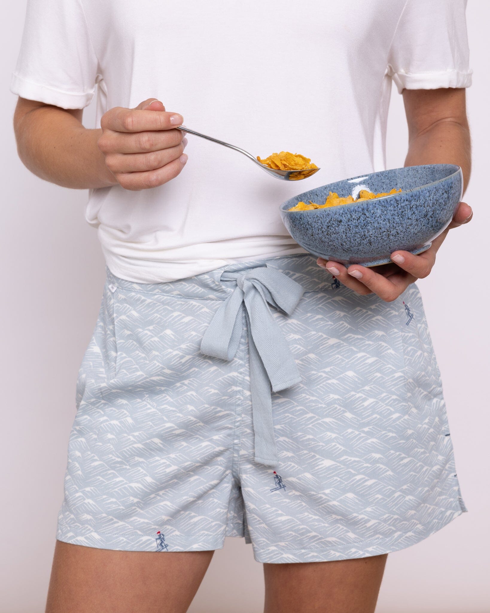 Organic Cotton Twill Blue Pyjama Shorts, Aim High PJ Shorts Yawn 